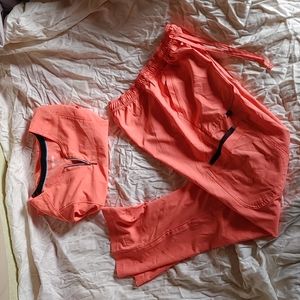 Scrubstar coral orange xs/sm scrub top and pants